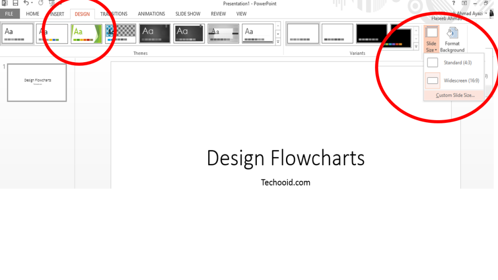 Flowchart in PowerPoint, Slide configuration