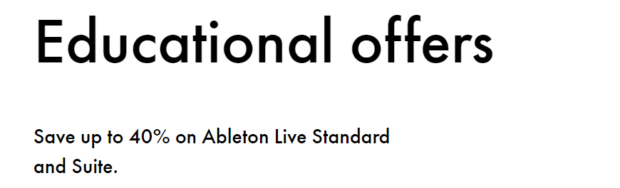 Ableton 40% off student deals