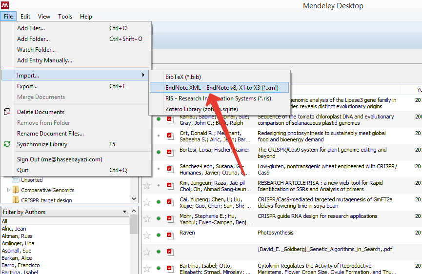 Import Library from EndNote