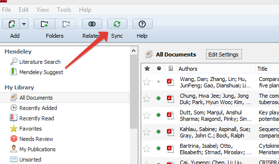 Sync Mendeley