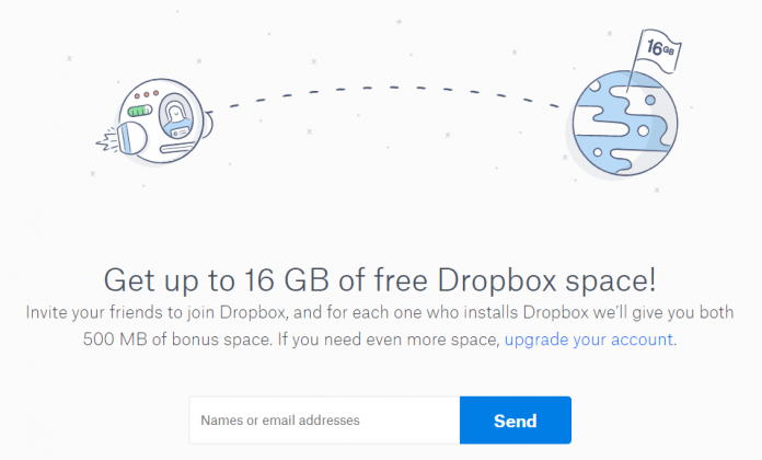 how much is dropbox free space
