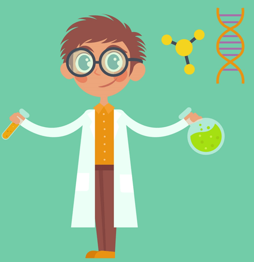 Scientist with Lab Equipment and DNA