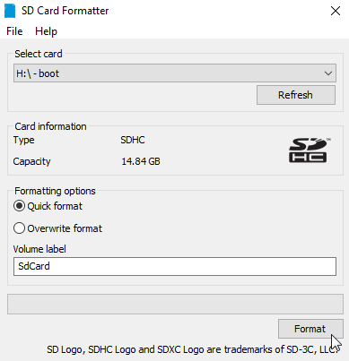 sdcard formatter fail