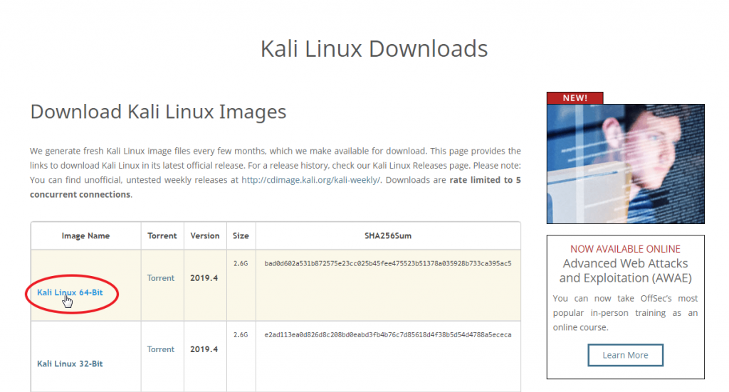 Kali Linux Download Page