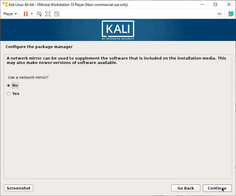 Kali Linux Installer - Use Network Mirror