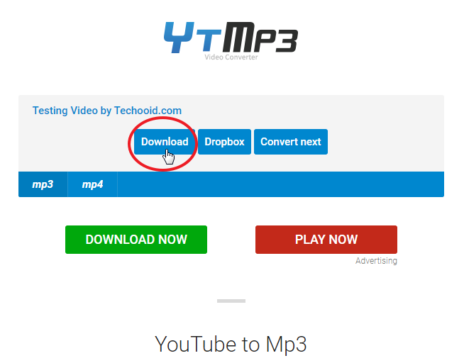 Download Page of YTMP3.cc