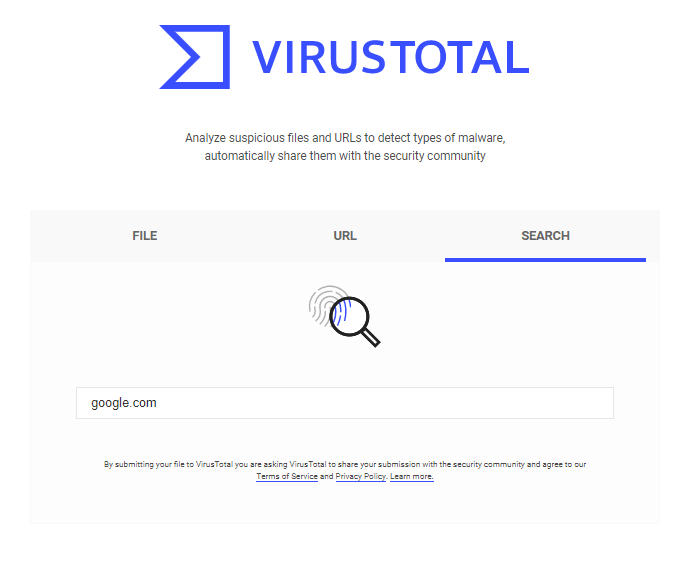 VirusTotal Enter domain