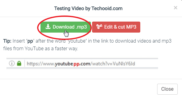 YouTube to mp3 download on y2mate.com